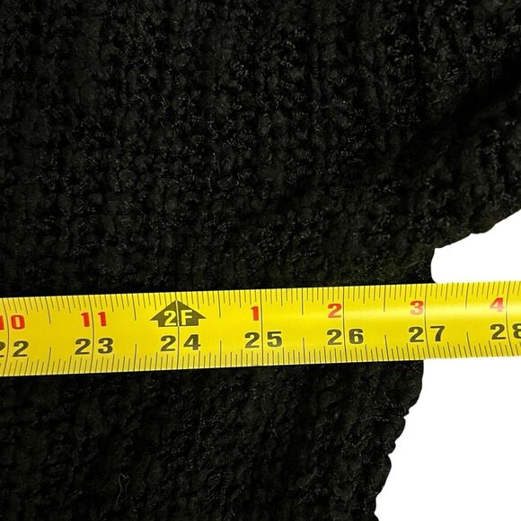 POL Black Chunky Knit Sweater Size M Patch Pockets Oversized Cozy Boho Relaxed - Picture 6 of 10